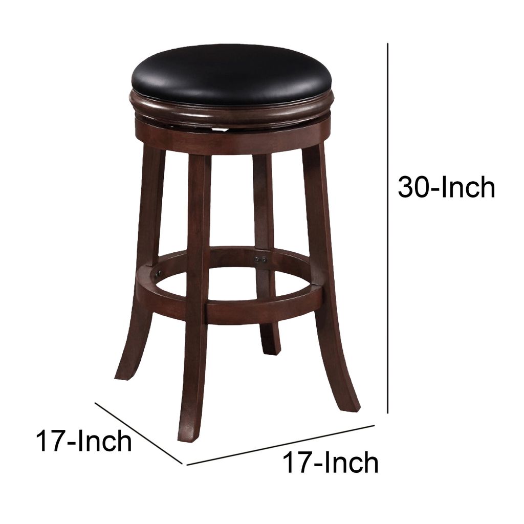 Sabi 29 inch Swivel Counter Stool, Solid Wood, Faux Leather, Brown, Black - View 6
