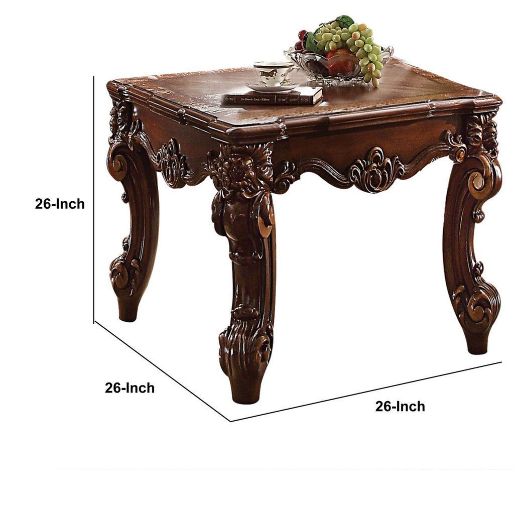 Wooden End Table in Cherry Brown - View 6