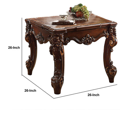 Wooden End Table in Cherry Brown - View 6