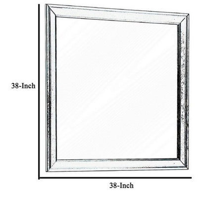Square Molded Wooden Frame Dresser Mirror, Cherry Brown and Silver - View 6