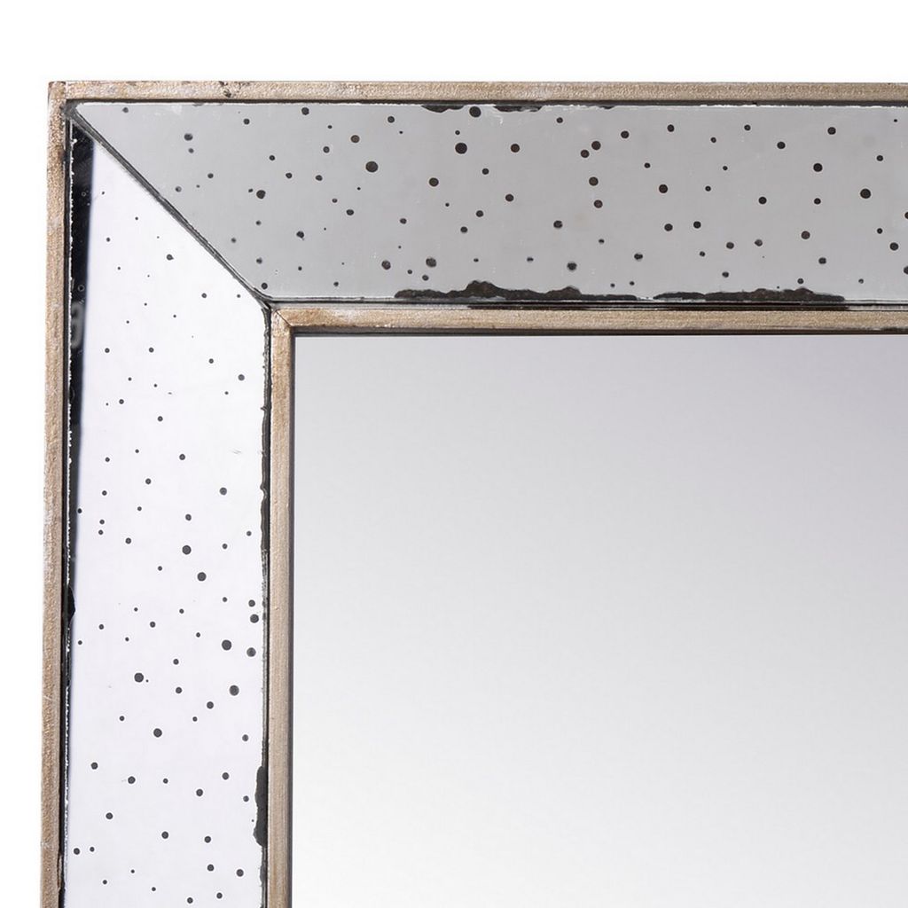 Filo 18 Inch Square Wall Accent Mirror, Raised Tray Edges, Mirrored Frame - View 3