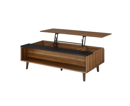 Wooden Coffee Table with Lift Top Storage and 1 Open Shelf, Walnut Brown - View 3