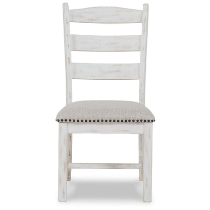 Zane 20 Inch Dining Chair, Set of 2, Beige Polyester Seat, Antique White - View 2