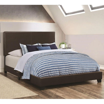 Leather Upholstered Platform Bed – Brown