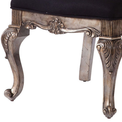Wooden Arm Chair with Button Tufted Padded Backrest,Set of 2,Silver and Gray - View 5