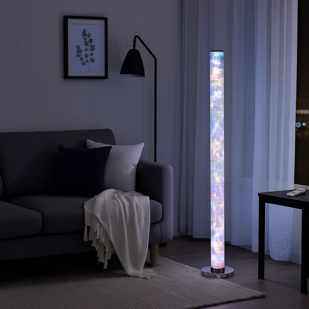 Floor Lamp with LED Bulbs and Wireless Remote Control, Silver - View 7