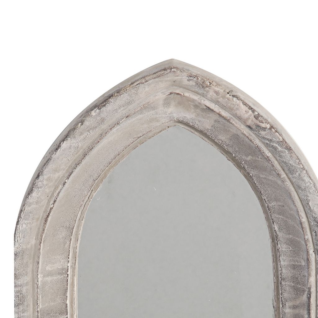 Cement Protected Decorative Wall Mirror, Washed White - View 2