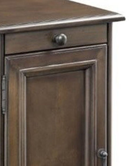 1 Cabinet Wooden Side Table with Power Hub and Pull Out Tray, Brown - View 3