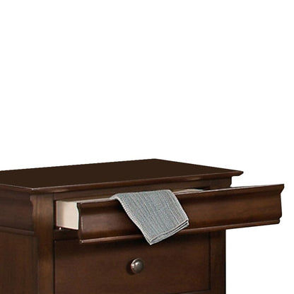 Wooden Night Stand With Hidden Drawer, Cherry Brown - View 2