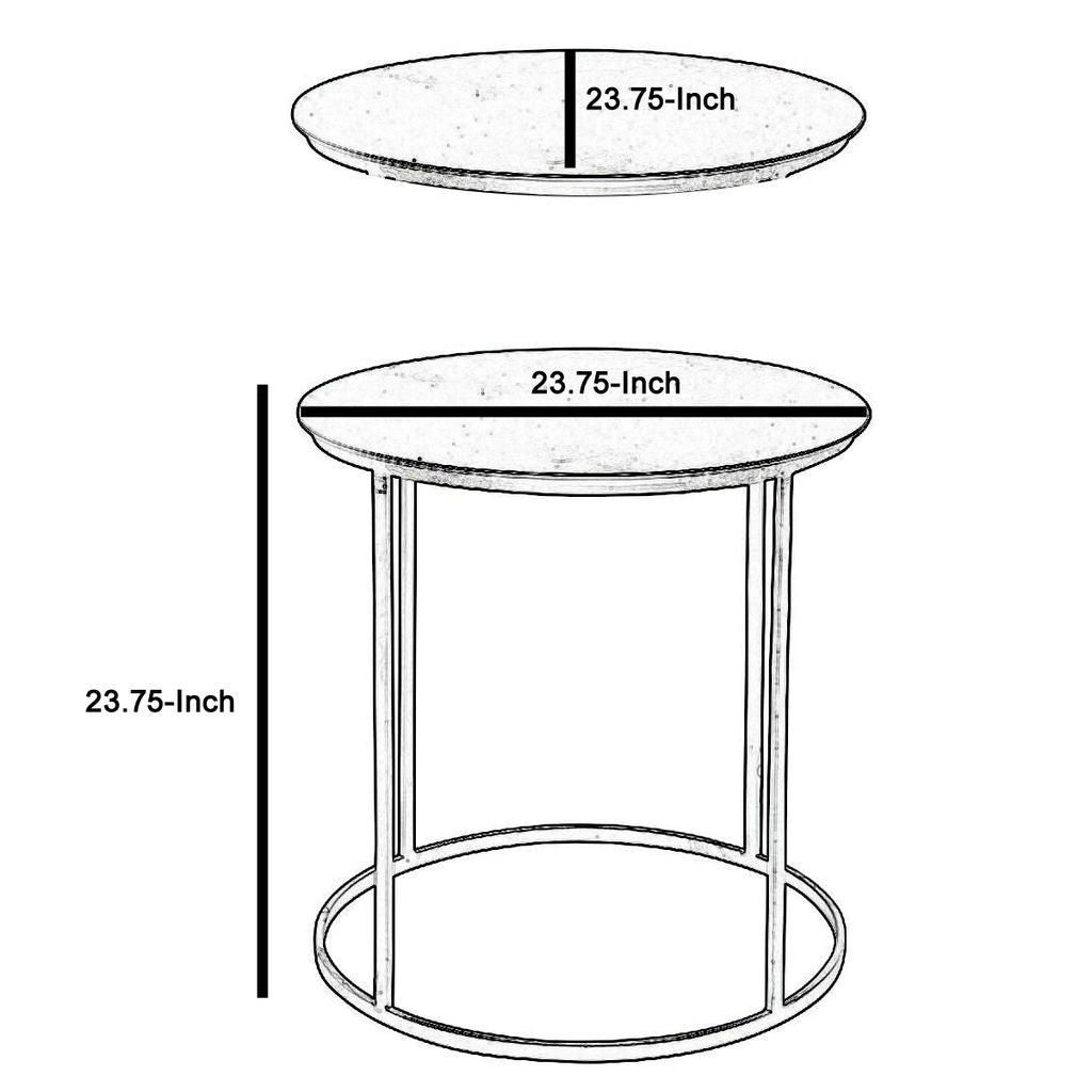 Round Metal Frame Side Table with Tubular Legs, Black - View 5