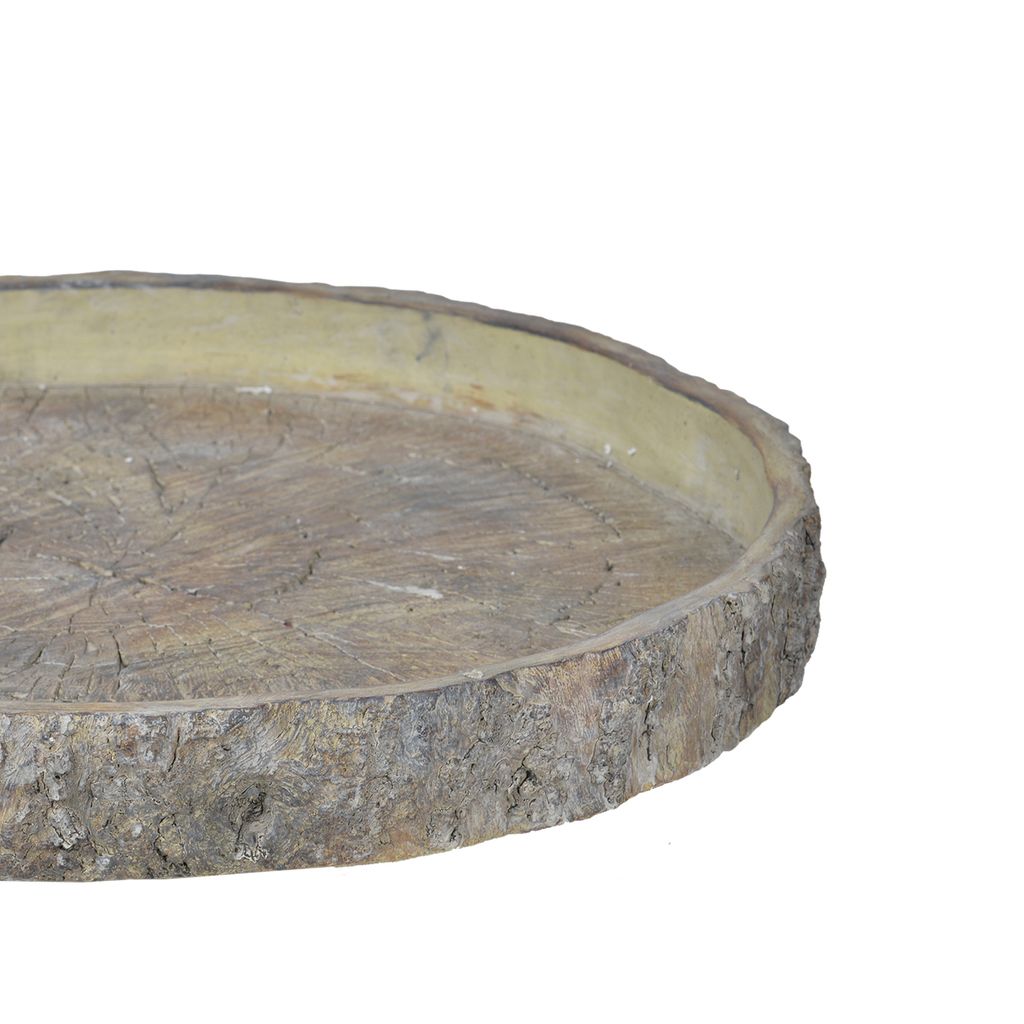 Decorative Cemented Log Plate with Distressed Details, Gray - View 4