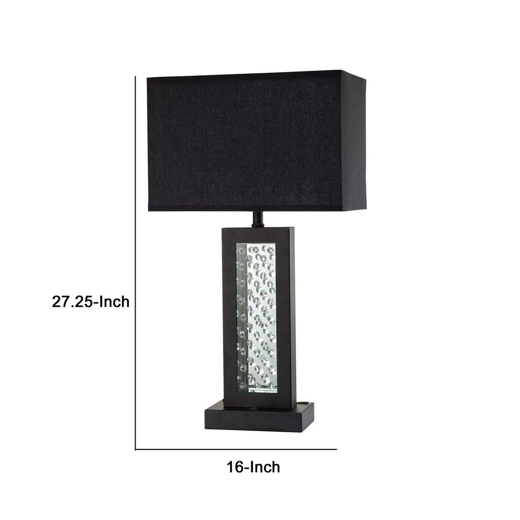 Table Lamp with Embedded Glass Panel, Black - View 6