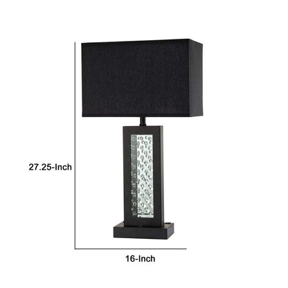 Table Lamp with Embedded Glass Panel, Black - View 6