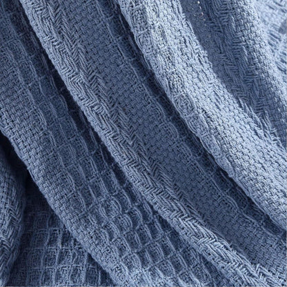 Latina Cotton Throw with Decorative Fringe The Urban Port, Set of 2, Blue - View 5