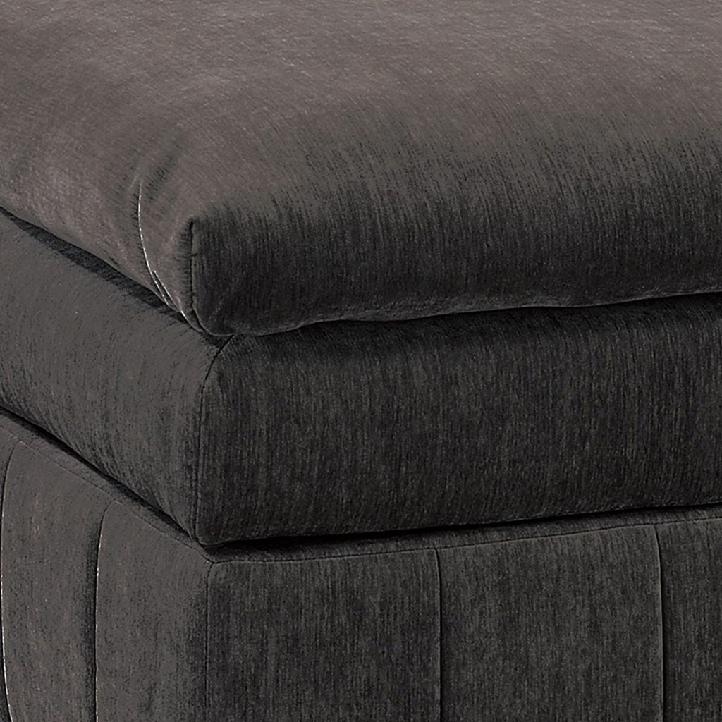 Luna 33 Inch Modular Ottoman, Three Layer Plush Cushioned Seat, Dark Gray - View 3