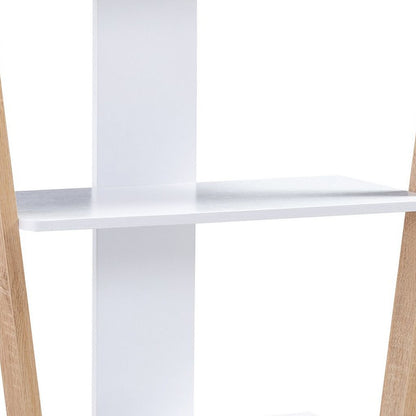 Hedy 34 Inch Modern Console Table, 3 Shelf, Slanted Legs, Two Toned, White - View 3