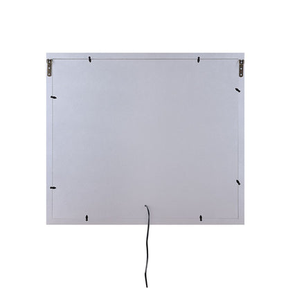 Mirror Panel Frame Wall Decor with Light Function and Faux Diamond, Silver - View 2
