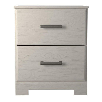 Tely 24 Inch Modern Rustic Composite Wood Nightstand, 2 Drawers, Oak White - View 2
