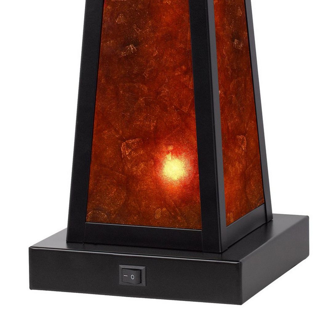 24 Inch Elegant Mica Table Lamp With Night Light, Pull Chain Switch - View 4