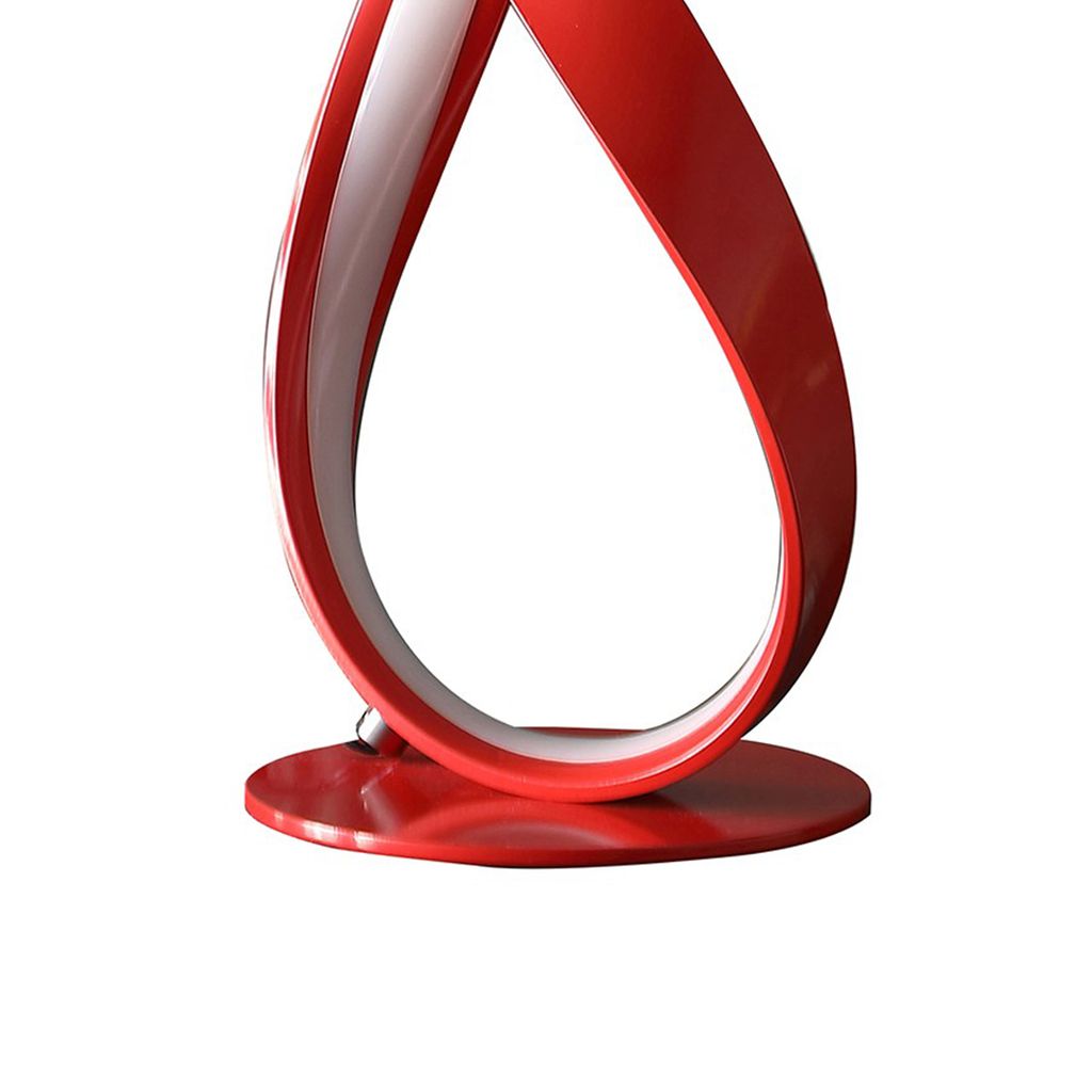 17 Inch Accent Table Lamp, Ribboned Bow, Round Base, LED Lighting, Red - View 4