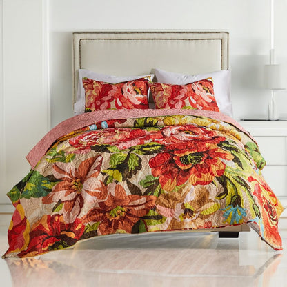 Dahl 3 Piece Queen Quilt Set, 2 Pillow Shams, Polyester Fill, Multicolor - View 6