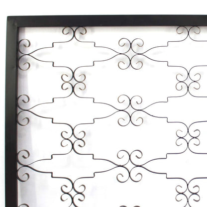 Rectangular Metal Frame Wall Decor with Curved Design Accents, Black - View 3
