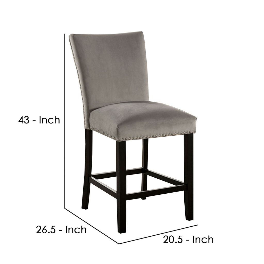 Counter Height Side Chair with Padded Seating, Set of 2, Gray - View 5
