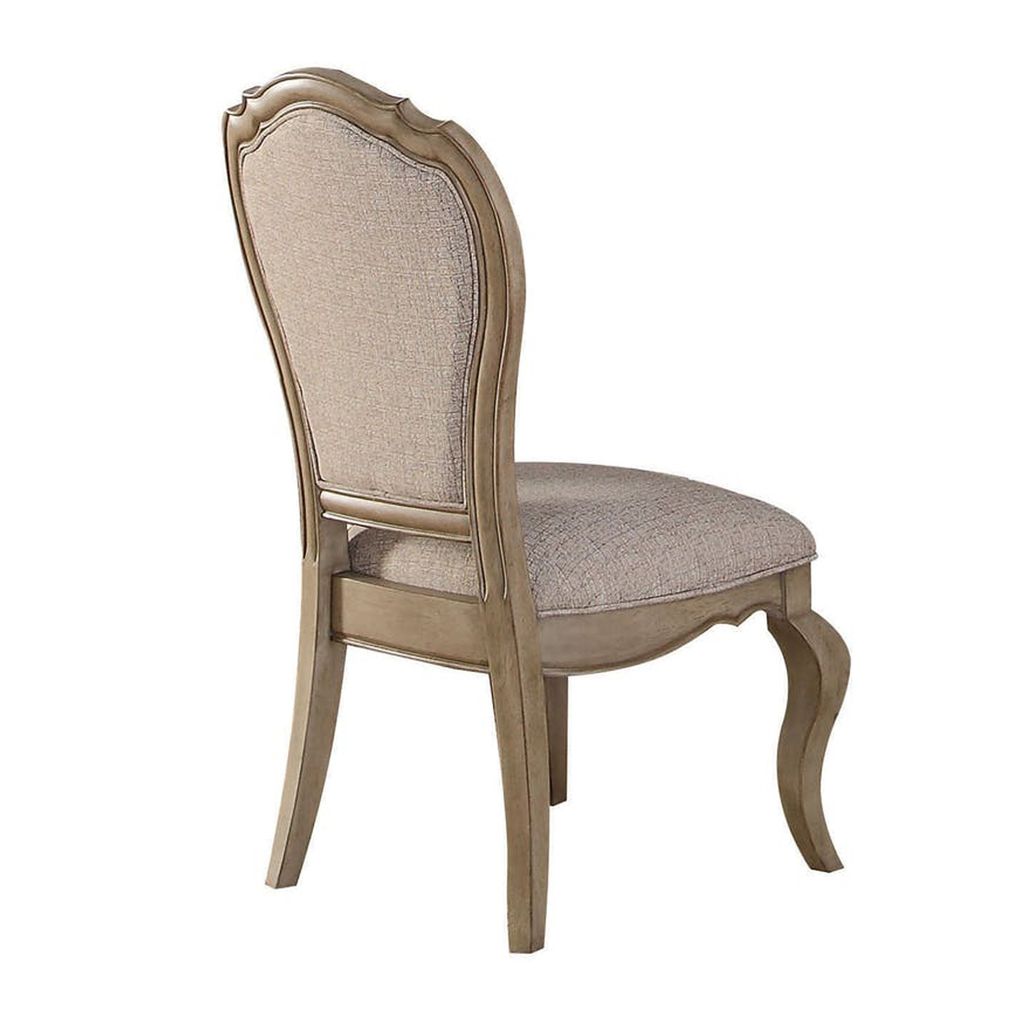Button Tufted Upholstered Dining Side Chair, Set of 2, Beige - View 3