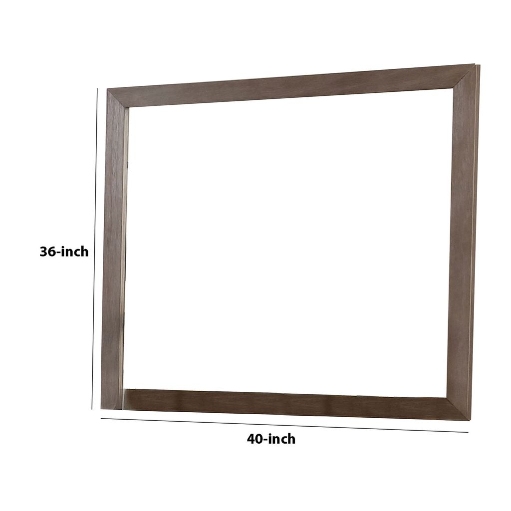 36 Inch Mirror with Rectangular Wooden Frame, Brown - View 5