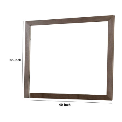36 Inch Mirror with Rectangular Wooden Frame, Brown - View 5