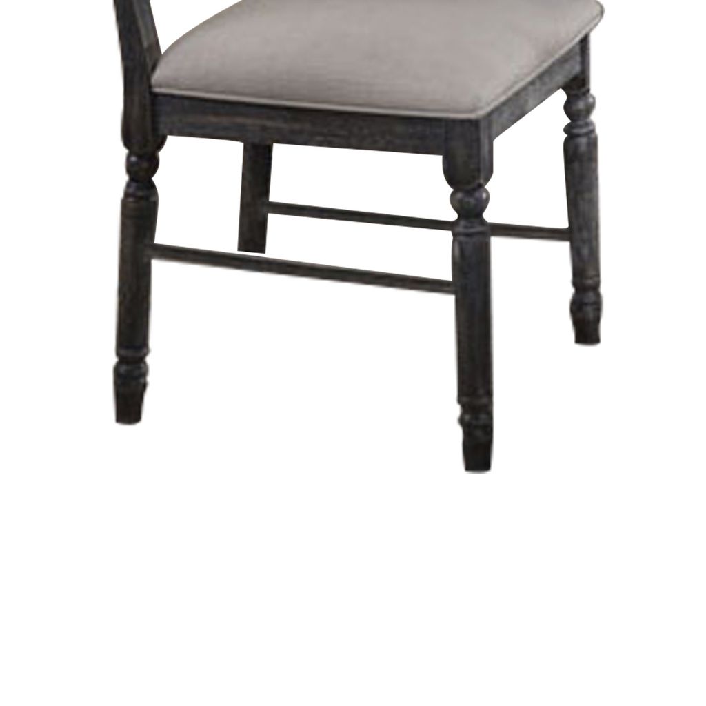 Linen Dining Side Chair with Turned Legs, Set of 2, Gray - View 4