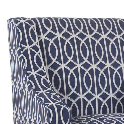 Wooden Fabric Upholstered Accent Chair with Swooping Armrests, Multicolor - View 2