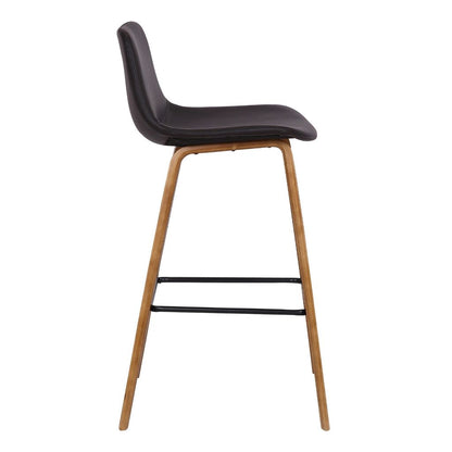 35 Inch Wooden Barstool with Leatherette Seat, Brown - View 3