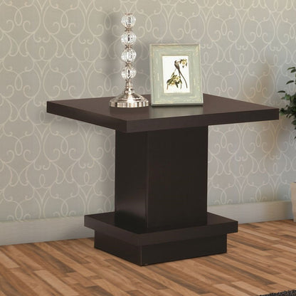 Contemporary End Table With Pedestal Base, Cappuccino Brown - View 7