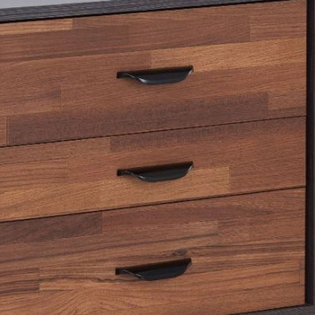 Rectangular 3 Drawers Wood Nightstand By Eloy, Brown - View 4