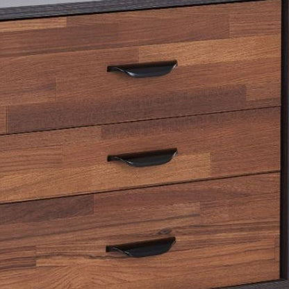 Rectangular 3 Drawers Wood Nightstand By Eloy, Brown - View 4