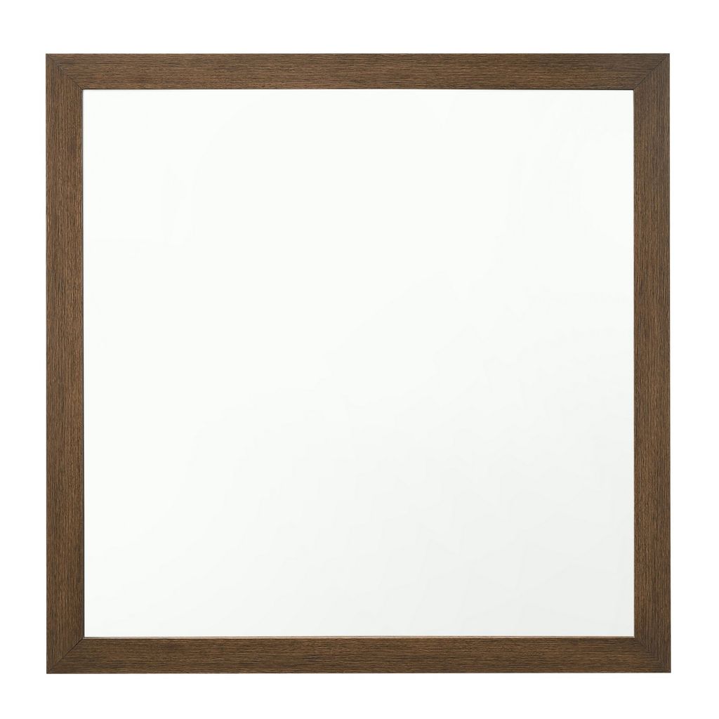 Transitional Style Wooden Frame Mirror with Grain Details, Brown