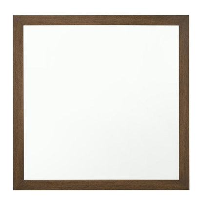 Transitional Style Wooden Frame Mirror with Grain Details, Brown