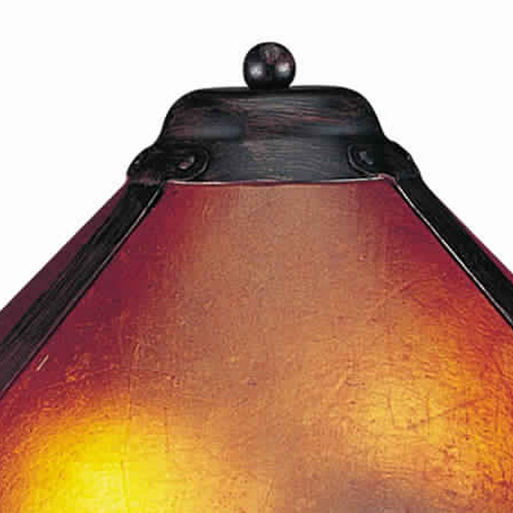 Pot Bellied Metal Body Table Lamp with Conical Mica Shade, Bronze - View 3