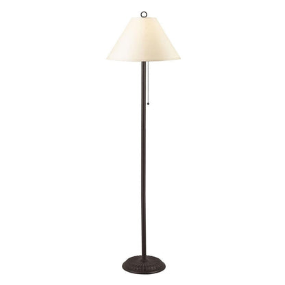 Metal Floor Lamp with Pull Chain Switch and Paper Shade, Off White and Black