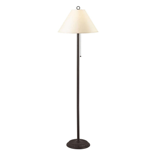 Metal Floor Lamp with Pull Chain Switch and Paper Shade, Off White and Black