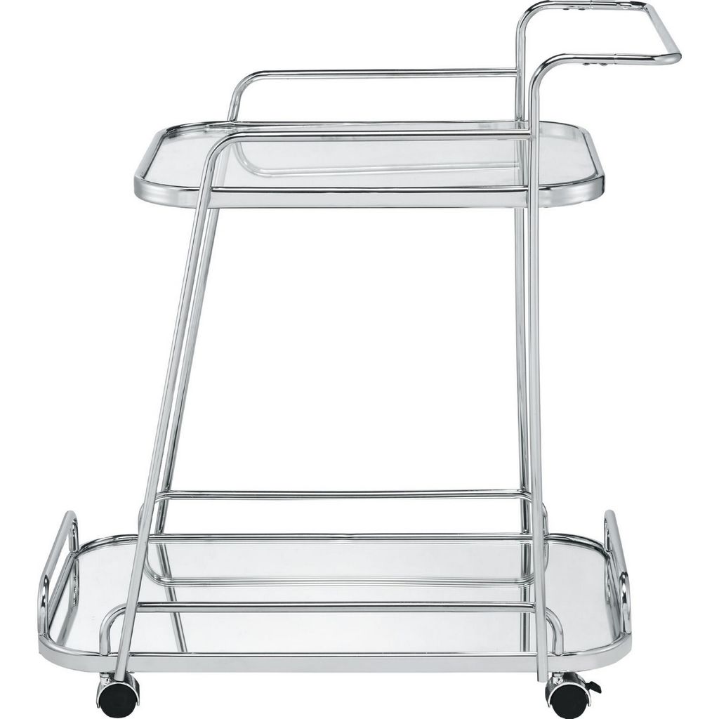 Clear Glass 2-Tier Serving Cart With Chrome Finish - View 3