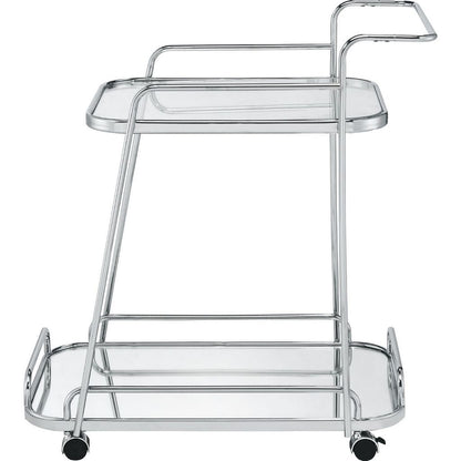 Clear Glass 2-Tier Serving Cart With Chrome Finish - View 3