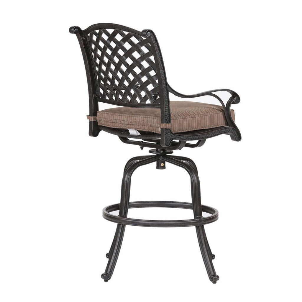 49 Inch Zoe Swivel Outdoor Bar Stool, Set of 2, Black and Brown - View 5