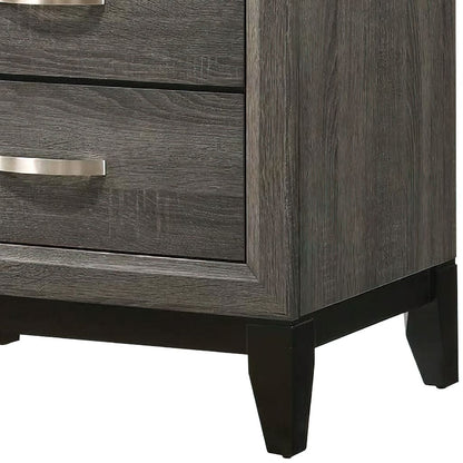 Mazie 25 Inch Modern 2 Drawer Nightstand, Metal Handle, Gray Foil Finish - View 4