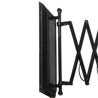 18 Inch Wall Mounted Lamp, Extendable Accordion Arm, Iron, Antique Black - View 4