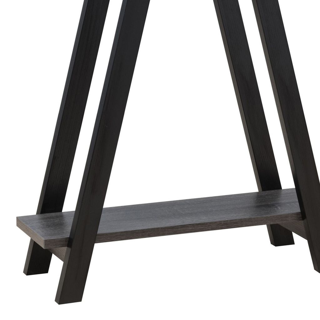 Baki 38 Inch Modern Wood Side Console Table, Corner Compartment, Black - View 2