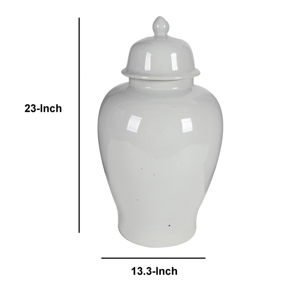 Ceramic Ginger Jar With Lid, Off White - View 5