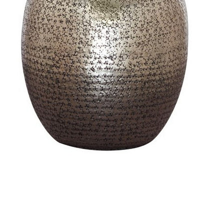 Bellied metal Body Table Lamp with Splotched Details, Brass and Cream - View 4