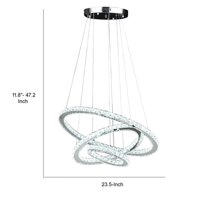 12-47 Inch Adjustable Chandelier, Offset Circle Design Silver Chrome Finish - View 5
